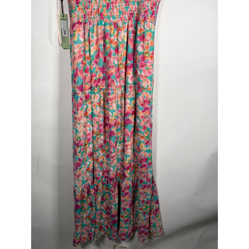 Sam Edelman Smocking Tier Dress Pink Multi Floral Maxi Size 10 41S083 NEW - Picture 5 of 10